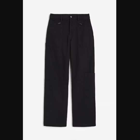 H&M black Twill Cargo high waisted pants - Picture 1 of 10